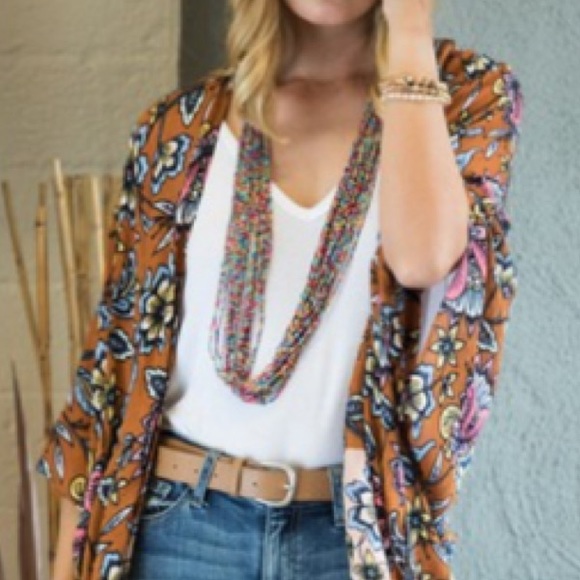 Chic Autumn Leaves Are Fallin Kimono Duster NWT - Picture 3 of 8